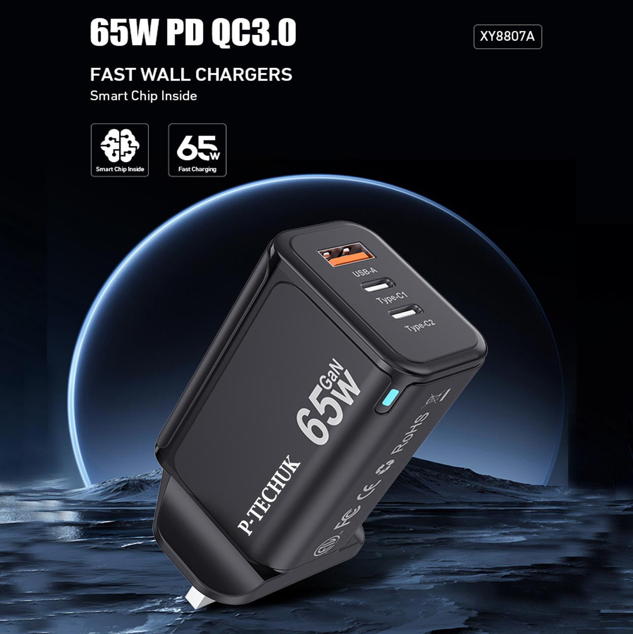 P-TECHUK 65W PD Fast Wall Charger